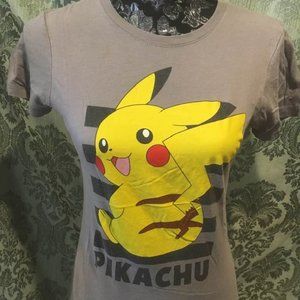LAST CALL!! Gray Pokemon PIKACHU T-Shirt, Adult Small